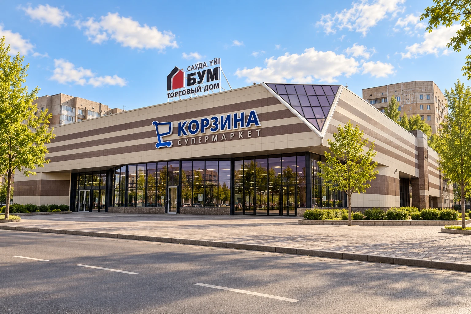 Бум (Корзина), художественная обработка фасада